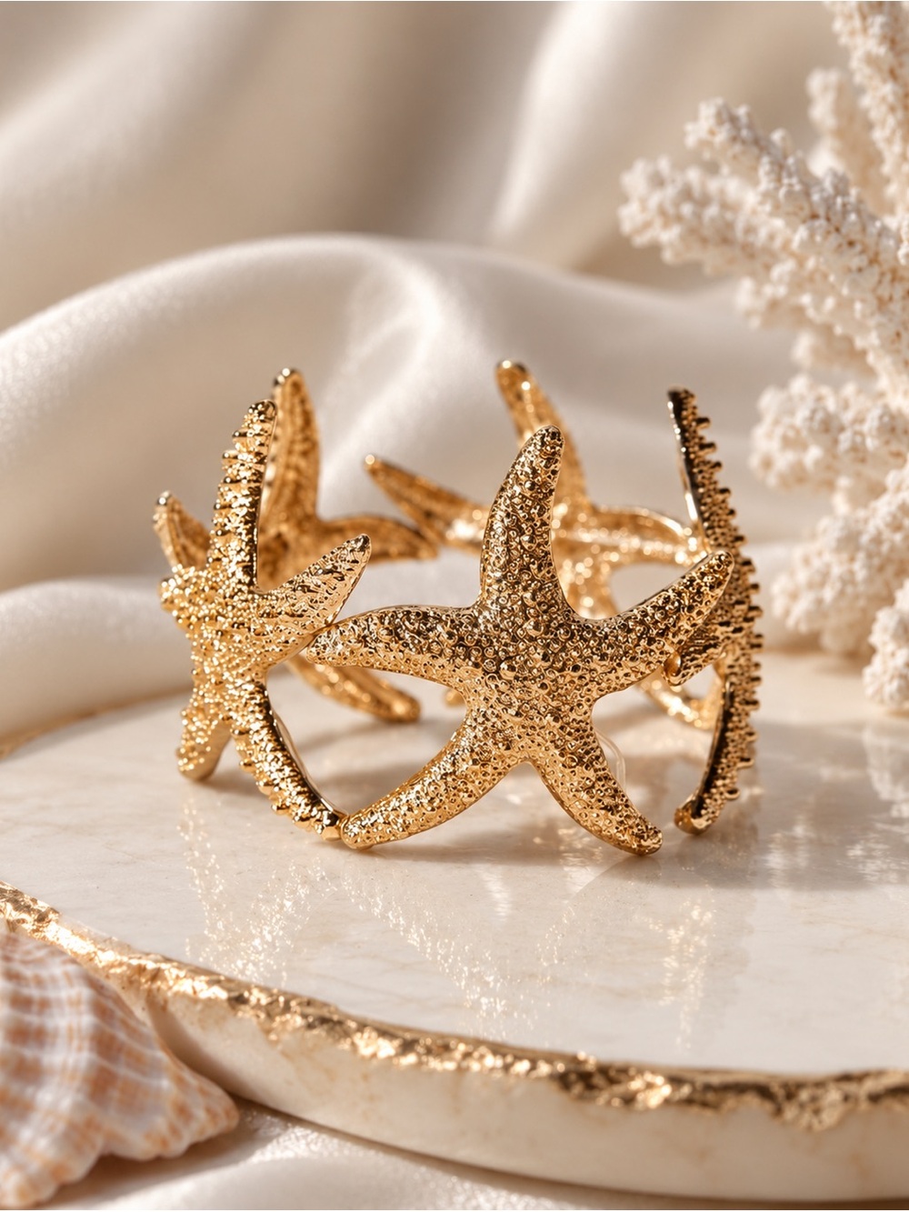 Anthropologie Gold Starfish Cuff Bracelet